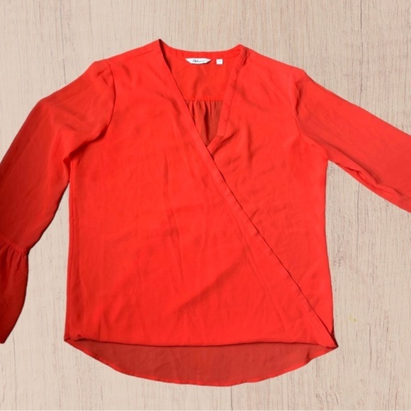 Fluted Sleeve Blouse Boho top flare sleeve wrap front Small - Picture 3 of 11